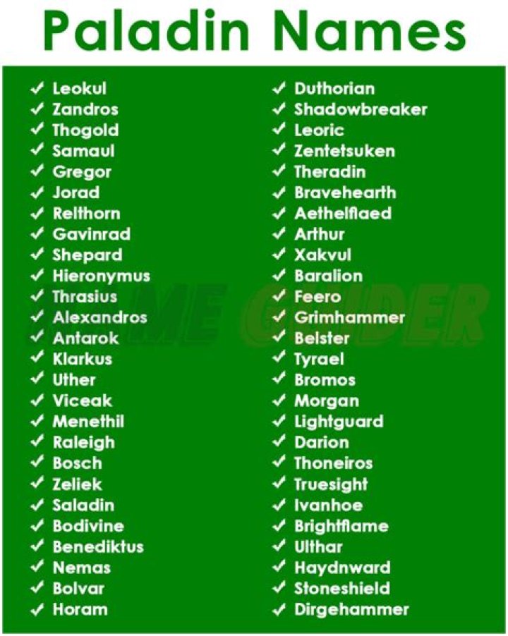 Epic Paladin Names: Choosing The Perfect Title For Your Holy Warrior